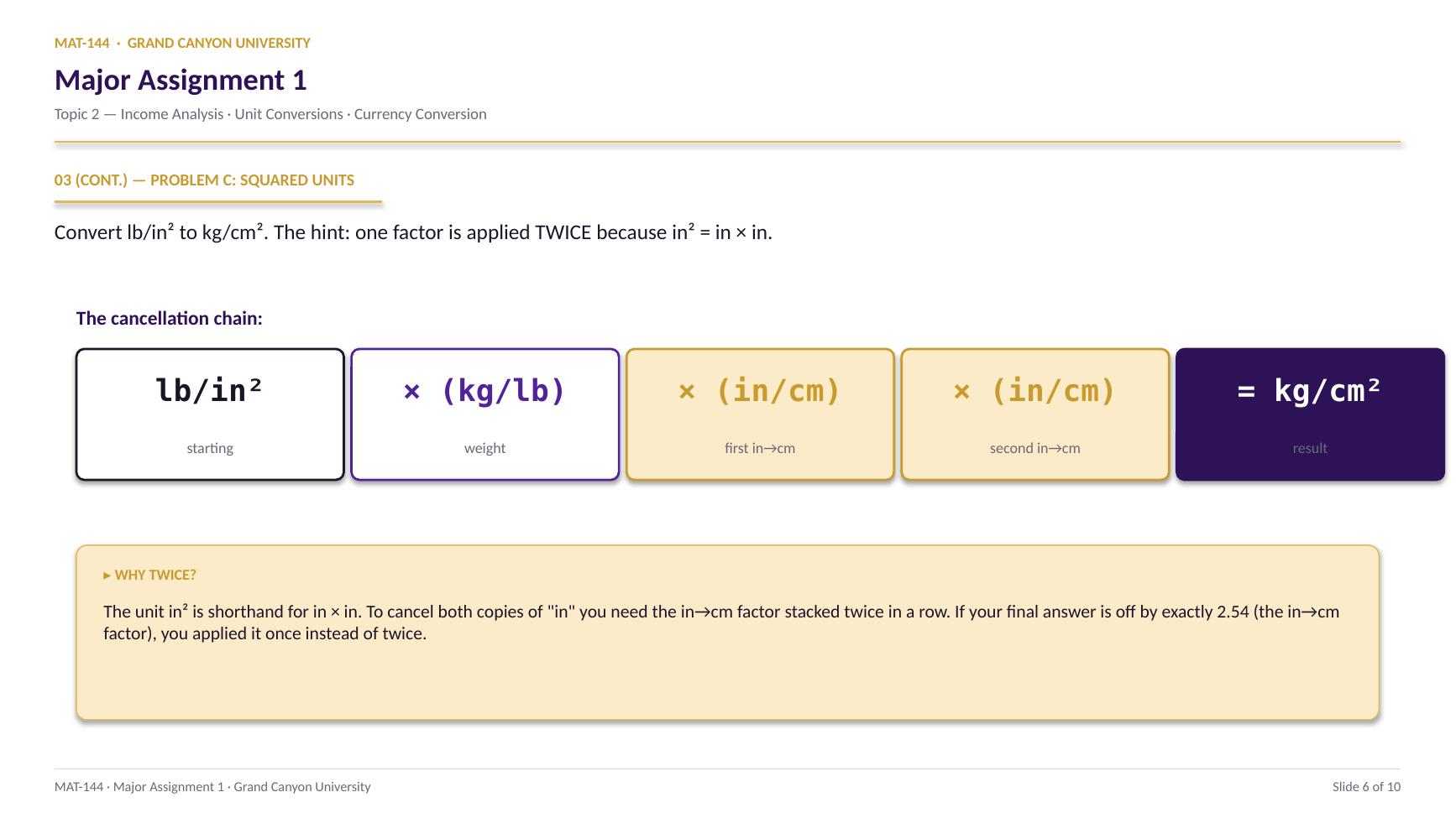 MA1 slide 6 of 10: Squared units chain